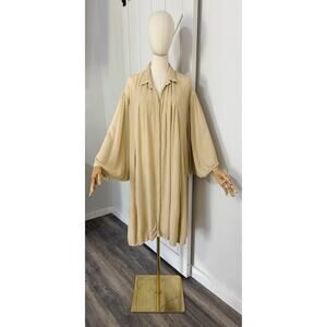 Myrah Penaloza One Size Beige Kundalini Gown Short Bamboo Gauze Oversized Dress